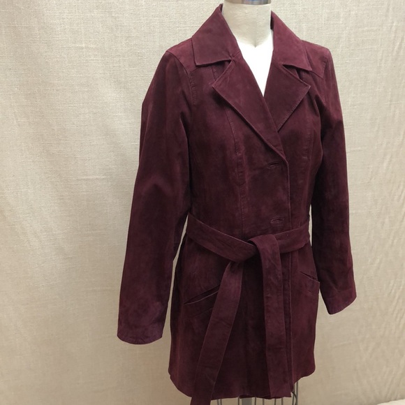 Dennis Basso Suede Leather Trench coat - Picture 3 of 7